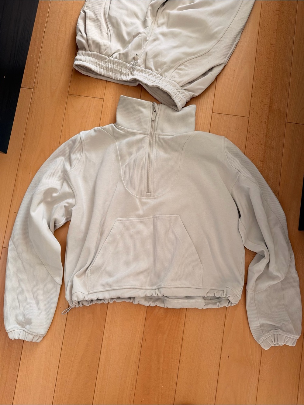 lululemon Brushed Softsteme ribbed half zip + Jogger (bone)